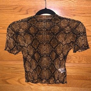 Sheer Mock Neck Snakeskin Crop Top